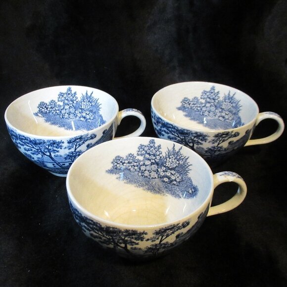 Vintage Holmar English Village Japan Teacup Coffee Set of 3 (* 1 Flawed) - Picture 5 of 7